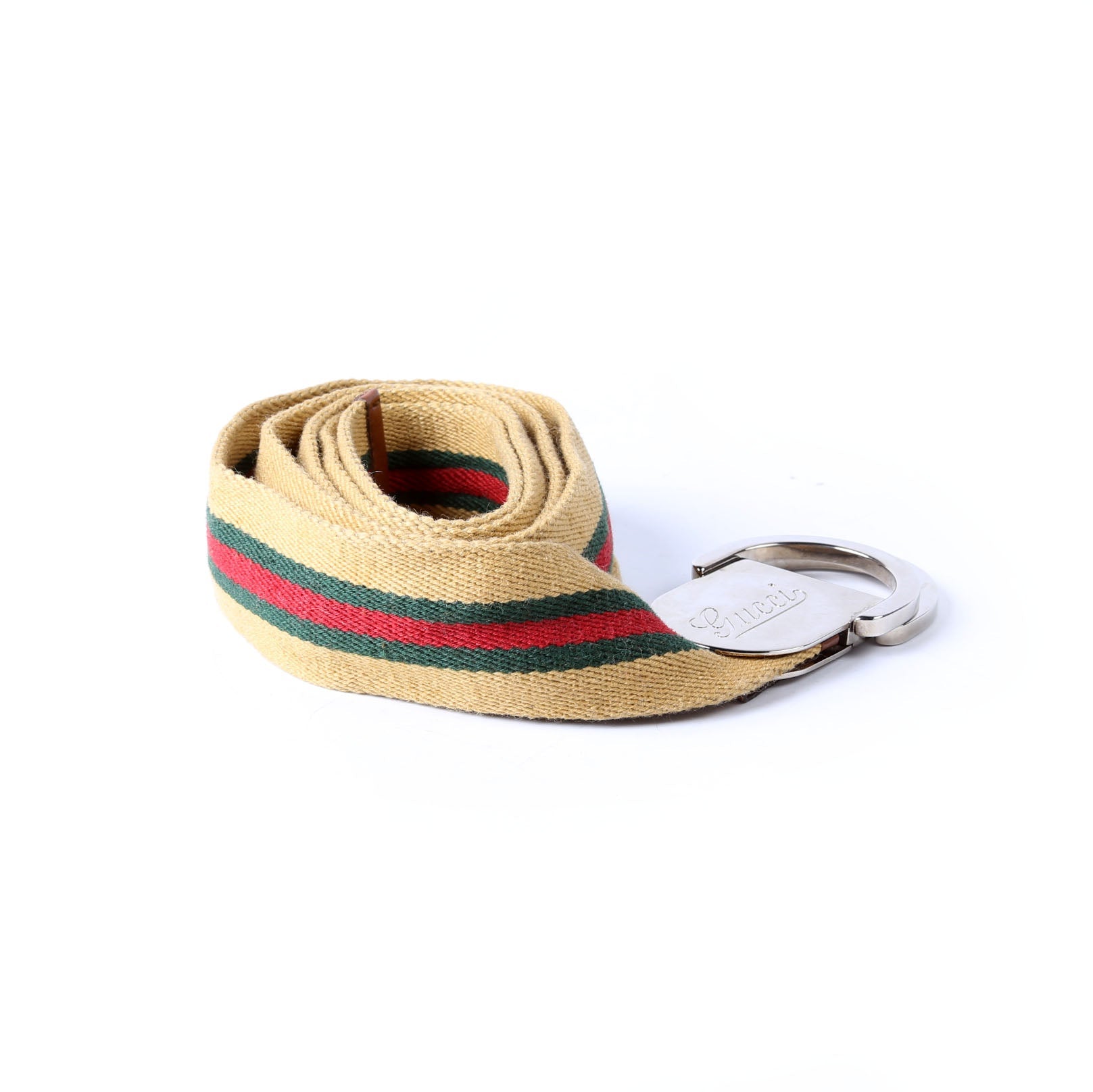 Gucci 189812 Web Cotton Belt Size 110/44 Tan/Multicolor