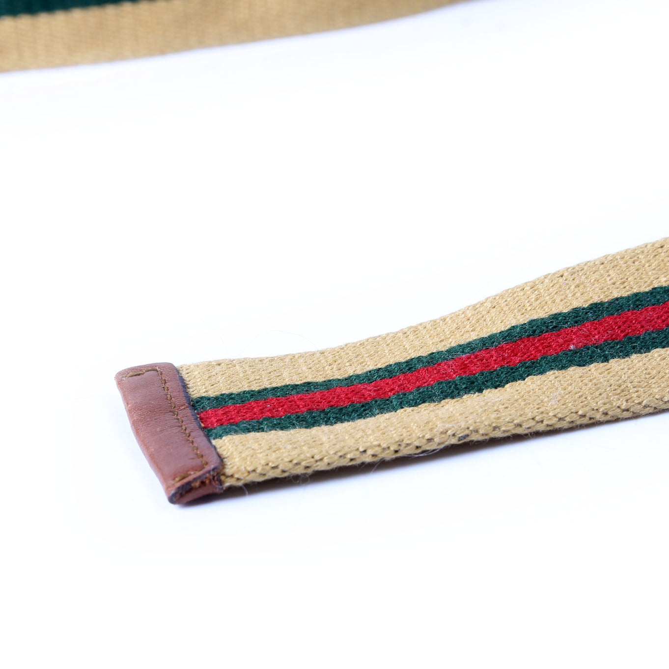 Gucci 189812 Web Cotton Belt Size 110/44 Tan/Multicolor