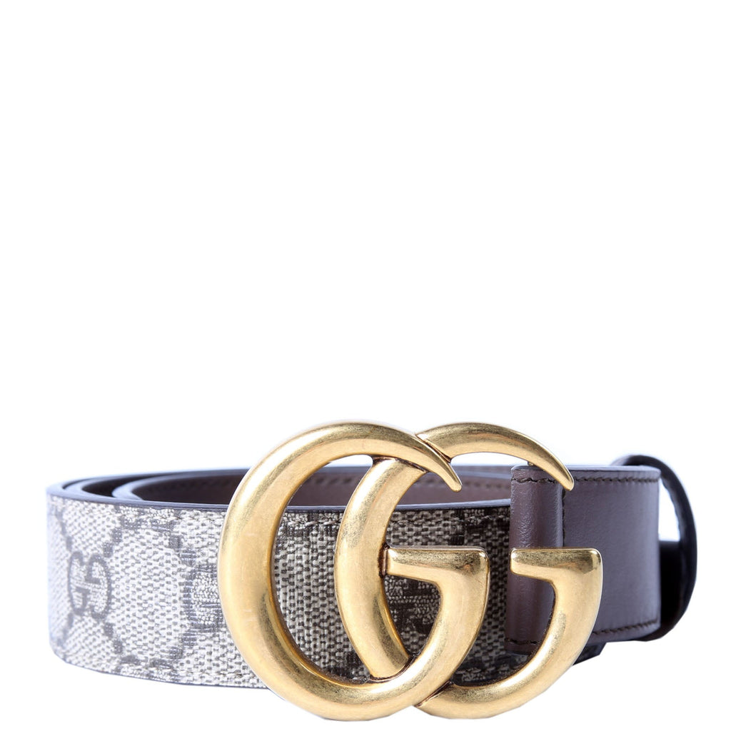 Gucci 625839 GG Marmont Supreme/Leather Belt Size 75/30 Brown