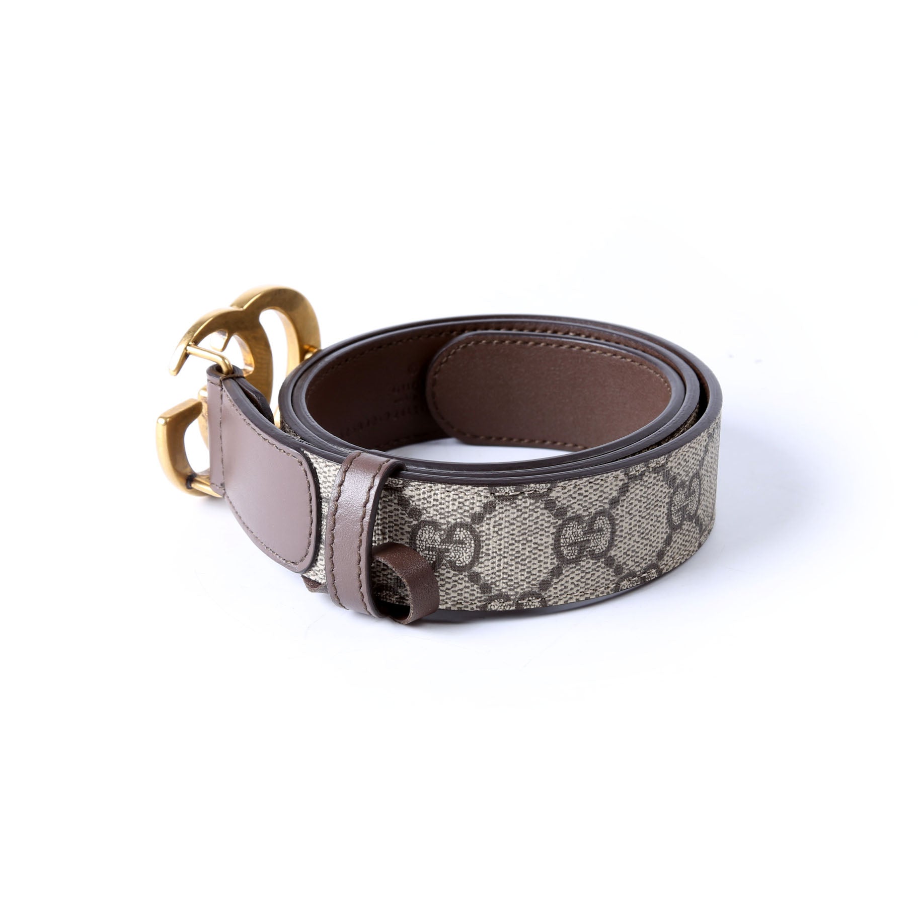 Gucci 625839 GG Marmont Supreme/Leather Belt Size 75/30 Brown