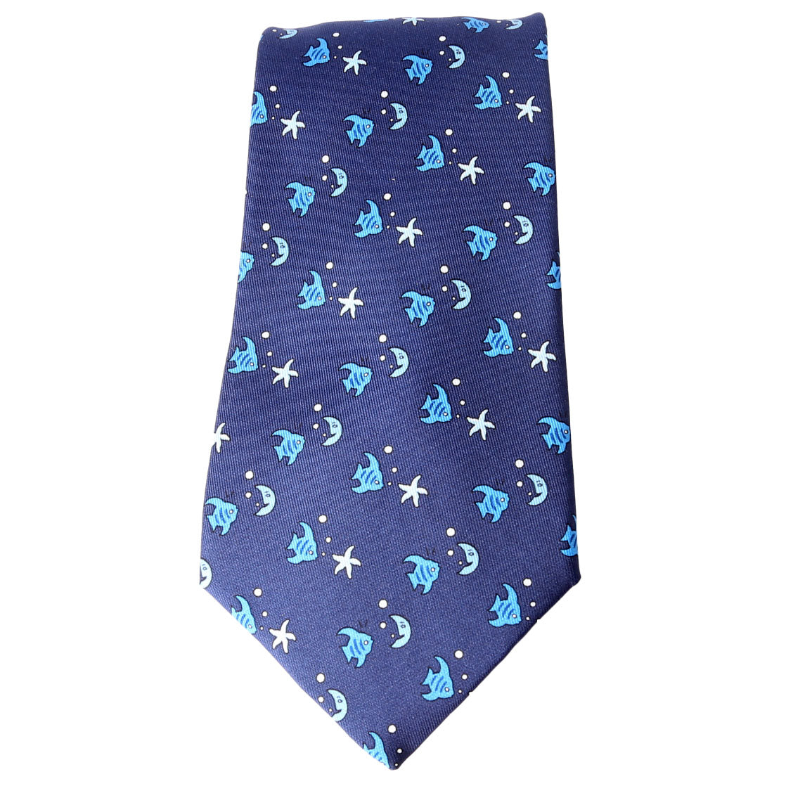 Hermes Printed Silk Tie Blue