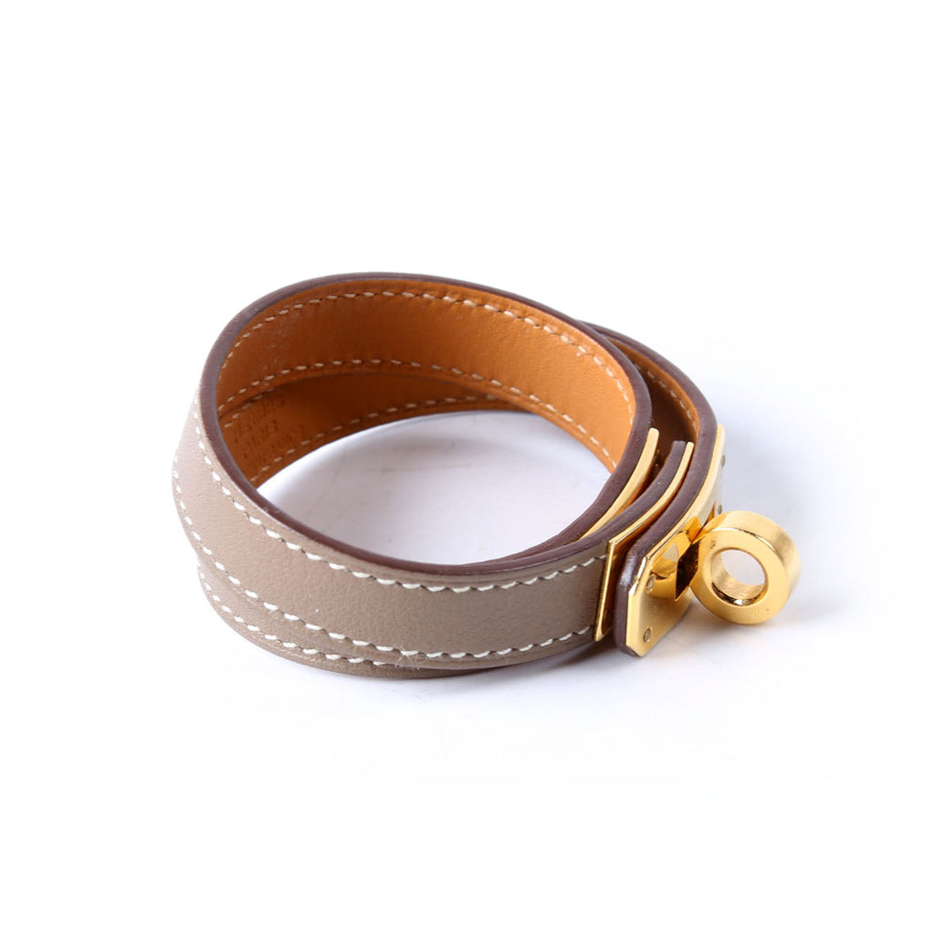 Hermes Kelly Double Tour Bracelet Taupe