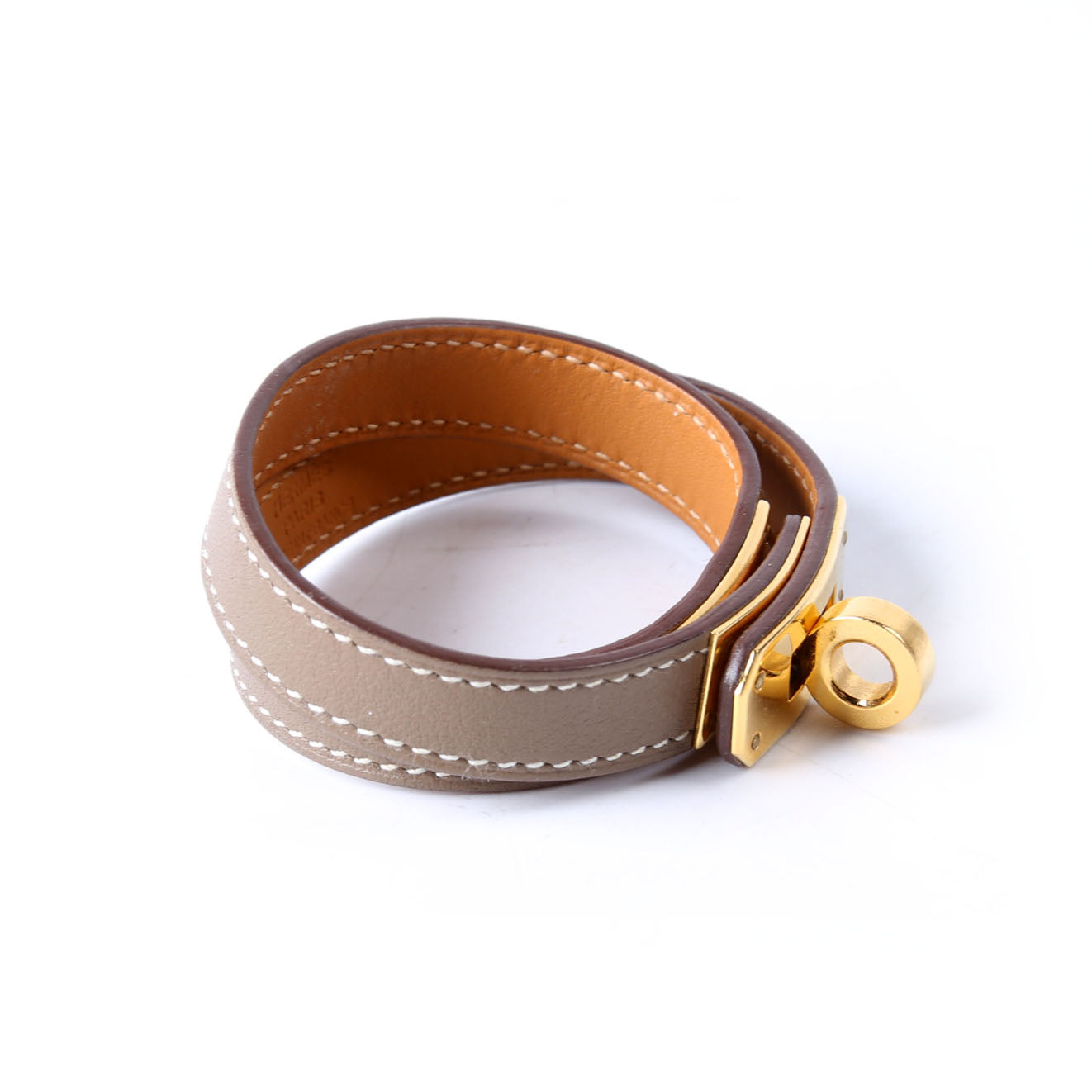 Hermes Kelly Double Tour Bracelet Taupe