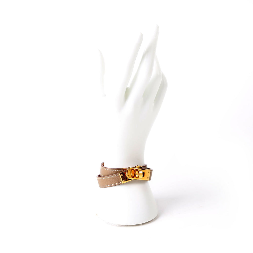 Hermes Kelly Double Tour Bracelet Taupe
