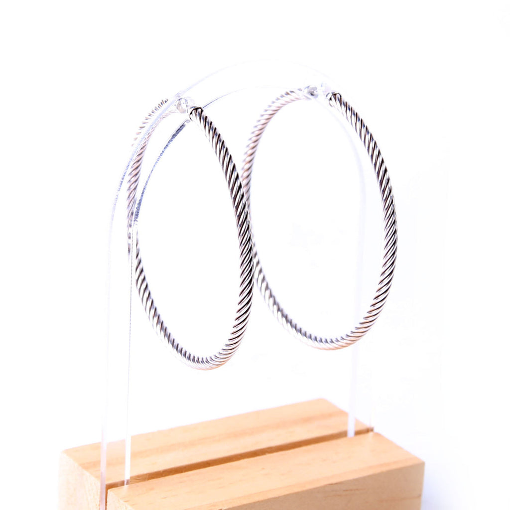 Classic Cable Hoop Earrings 925