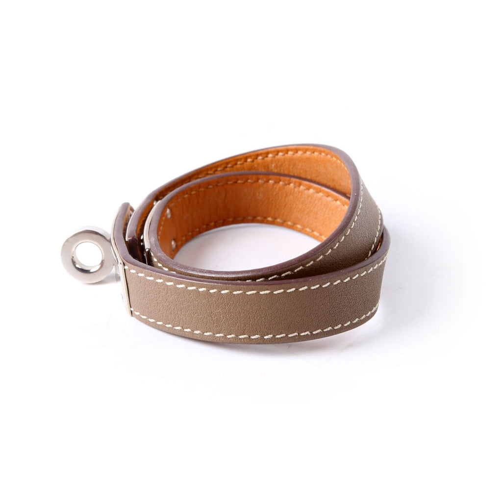 Hermes Kelly Double Tour Bracelet Taupe