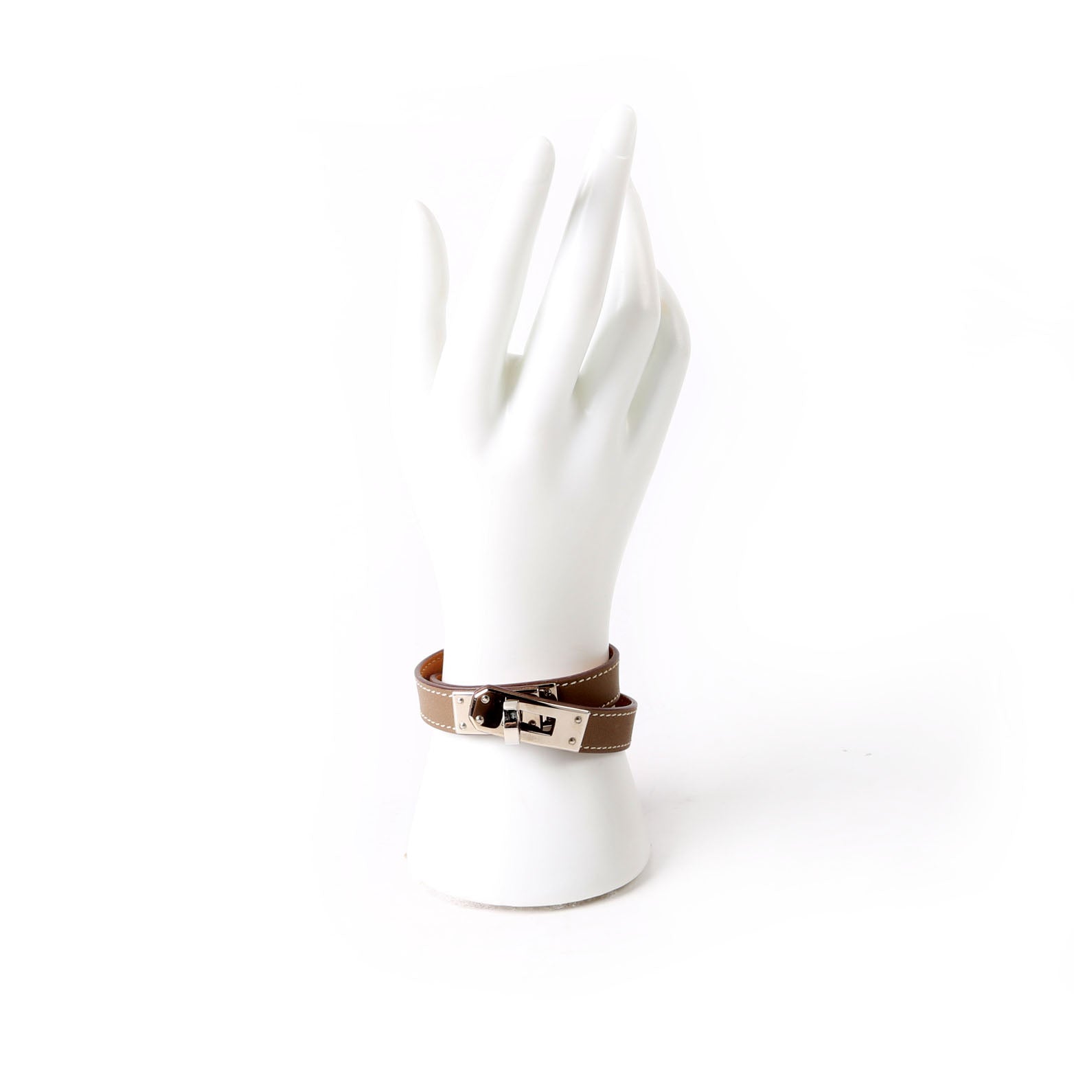 Hermes Kelly Double Tour Bracelet Taupe