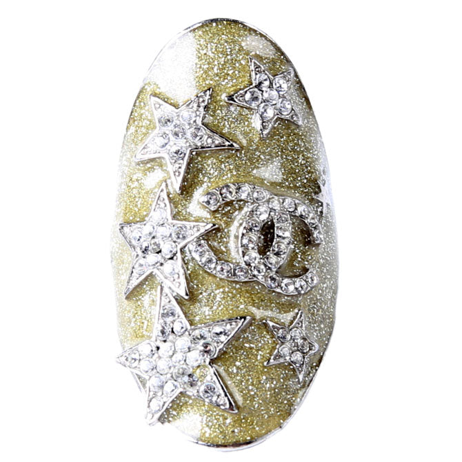 CC Star Crystal Ring Size 6 Gold/Silver