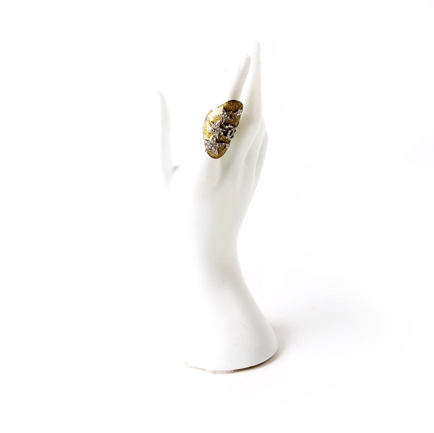 CC Star Crystal Ring Size 6 Gold/Silver