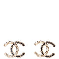CC Enamel Stud Earrings Gold/Black