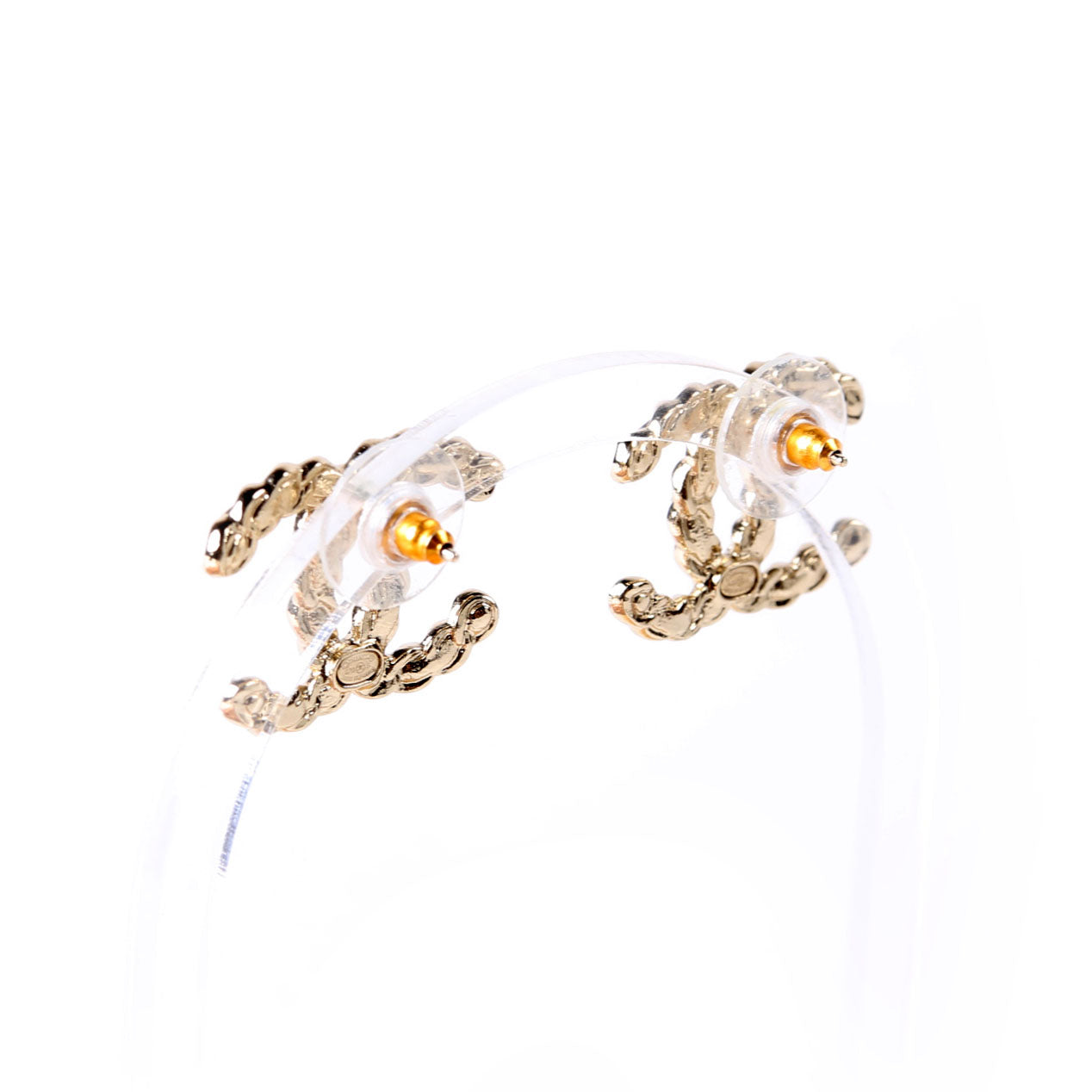 CC Enamel Stud Earrings Gold/Black