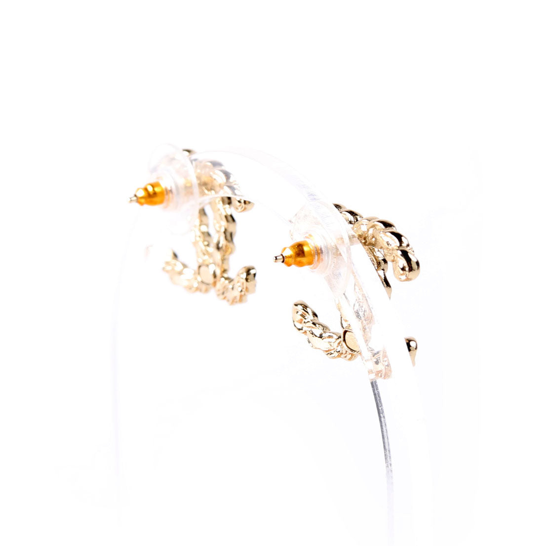 CC Enamel Stud Earrings Gold/Black