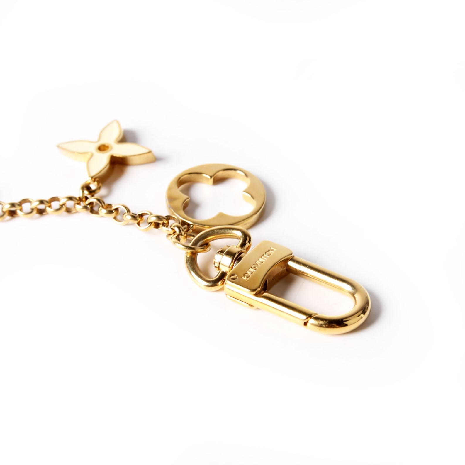 Fleur De Monogram Bag Charm Chain Gold/Beige