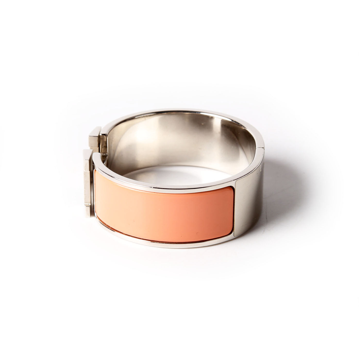 Hermes Clic Clac Wide GM Bracelet Silver/Peach
