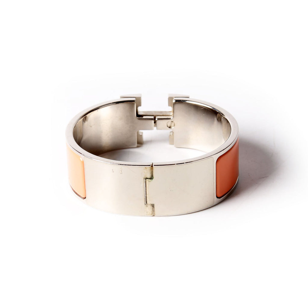 Hermes Clic Clac Wide GM Bracelet Silver/Peach