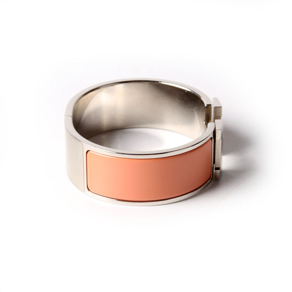 Hermes Clic Clac Wide GM Bracelet Silver/Peach