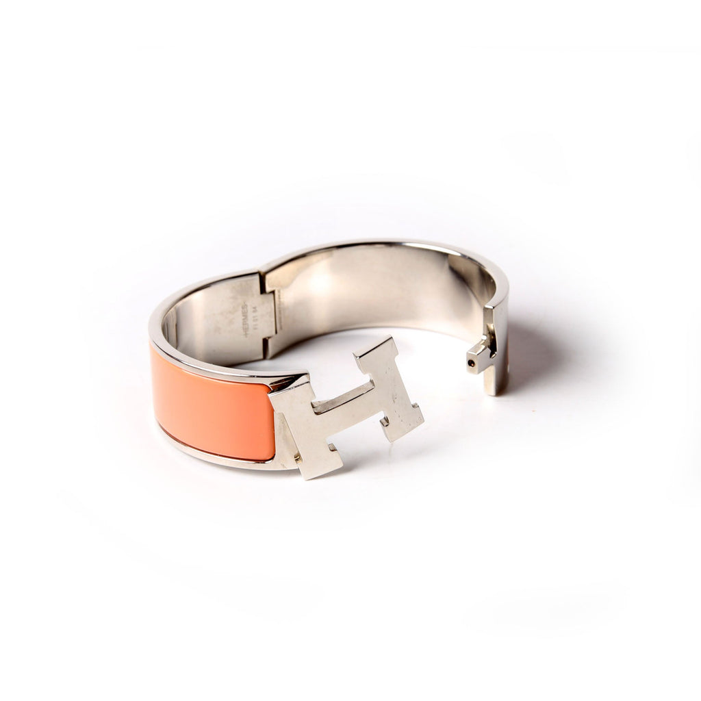 Hermes Clic Clac Wide GM Bracelet Silver/Peach
