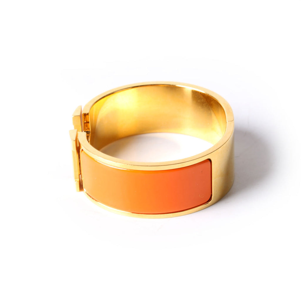 Hermes Clic Clac Wide GM Bracelet Gold/Orange