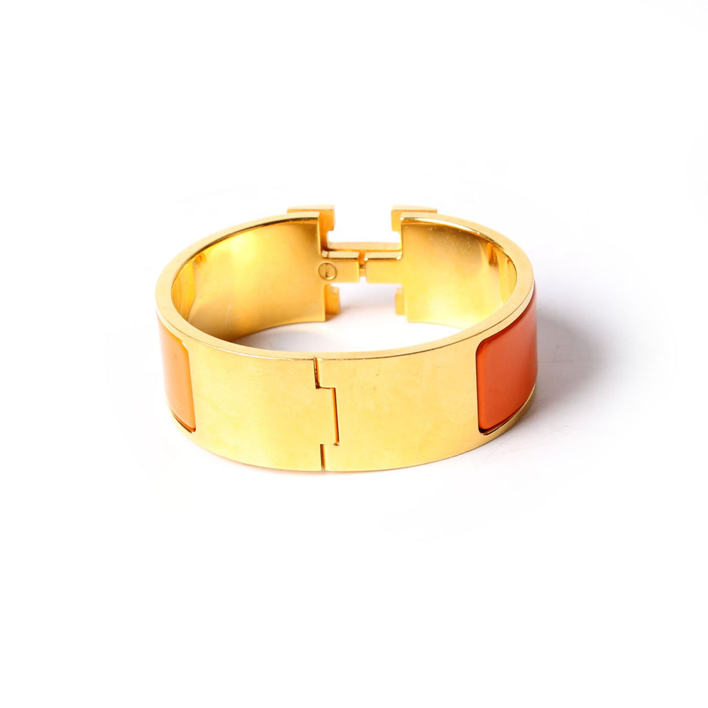Hermes Clic Clac Wide GM Bracelet Gold/Orange