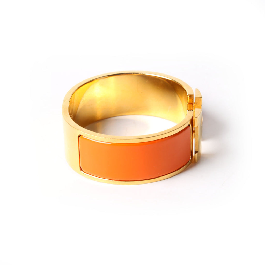 Hermes Clic Clac Wide GM Bracelet Gold/Orange