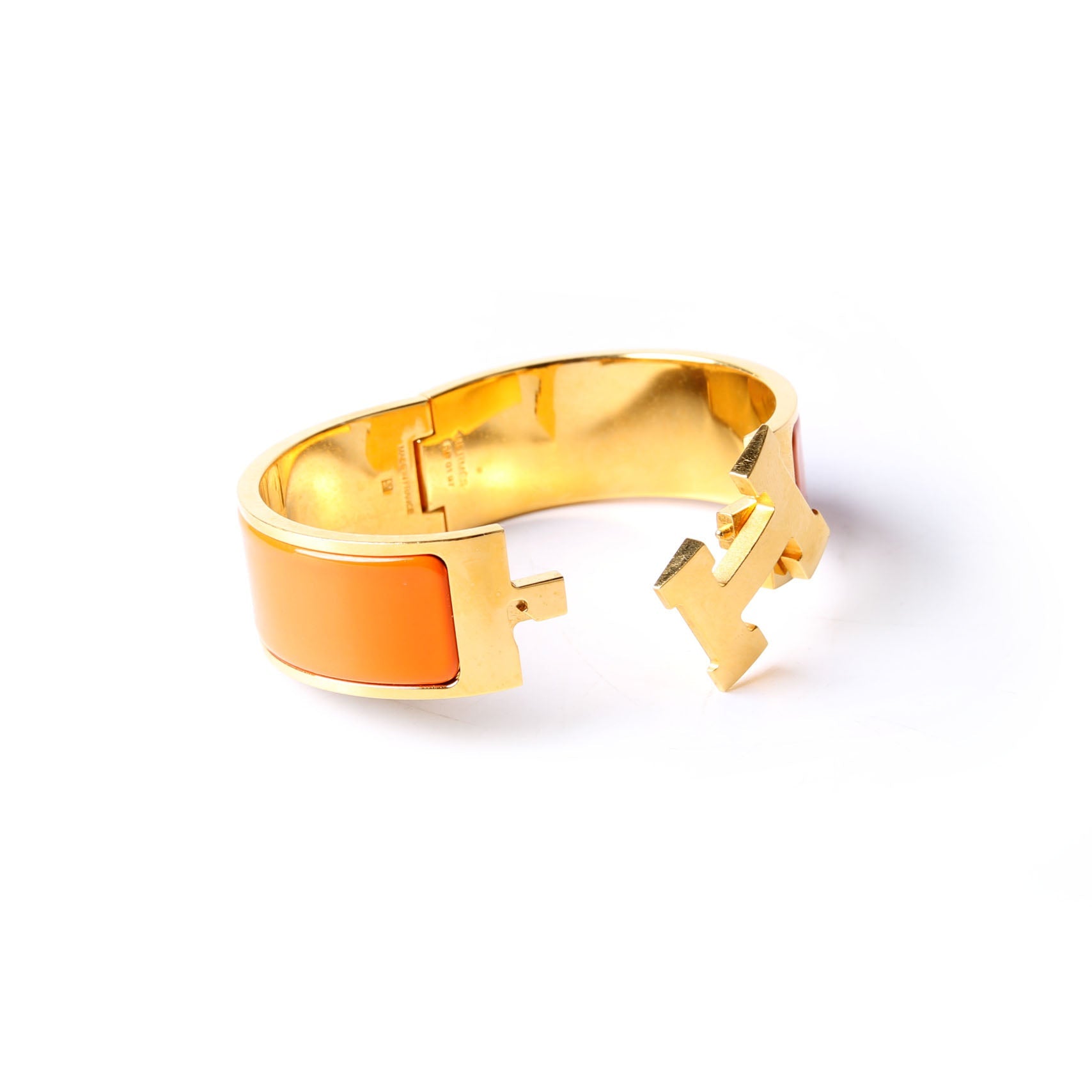 Hermes Clic Clac Wide GM Bracelet Gold/Orange