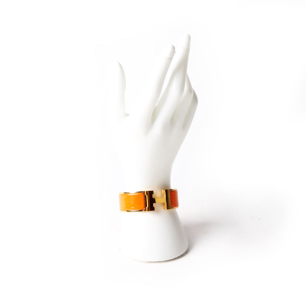 Hermes Clic Clac Wide GM Bracelet Gold/Orange