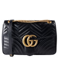 Gucci 443496 Marmont Leather Shoulder Medium Black/Gold