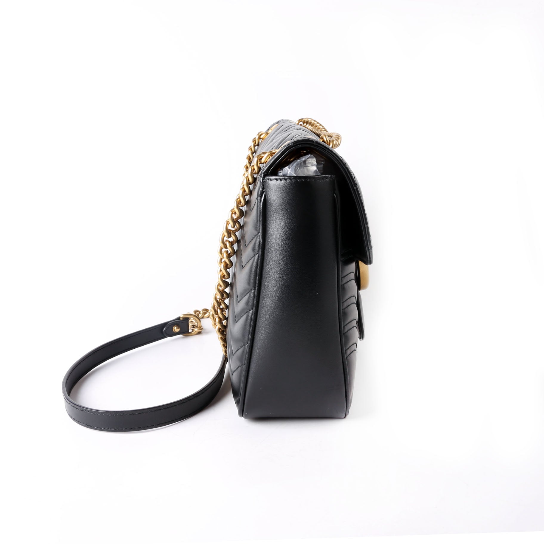 Gucci 443496 Marmont Leather Shoulder Medium Black/Gold