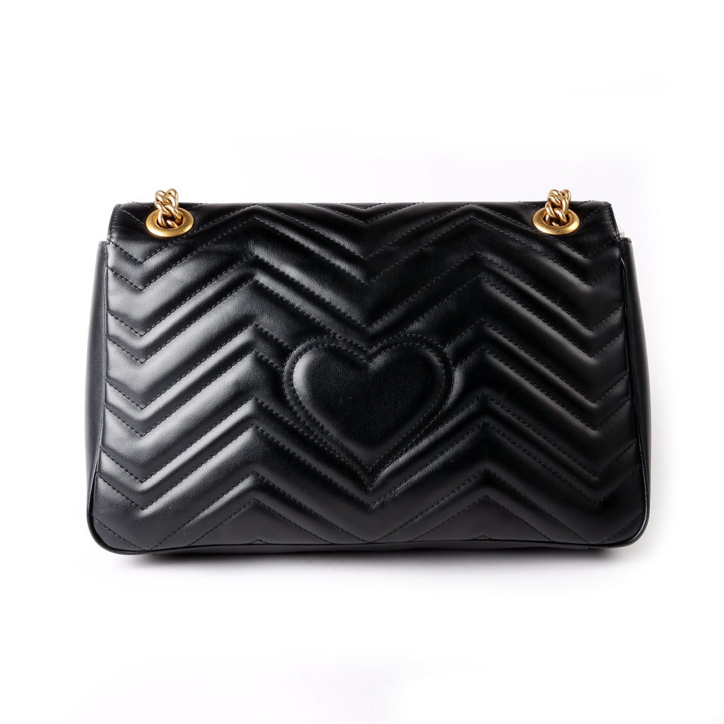 Gucci 443496 Marmont Leather Shoulder Medium Black/Gold