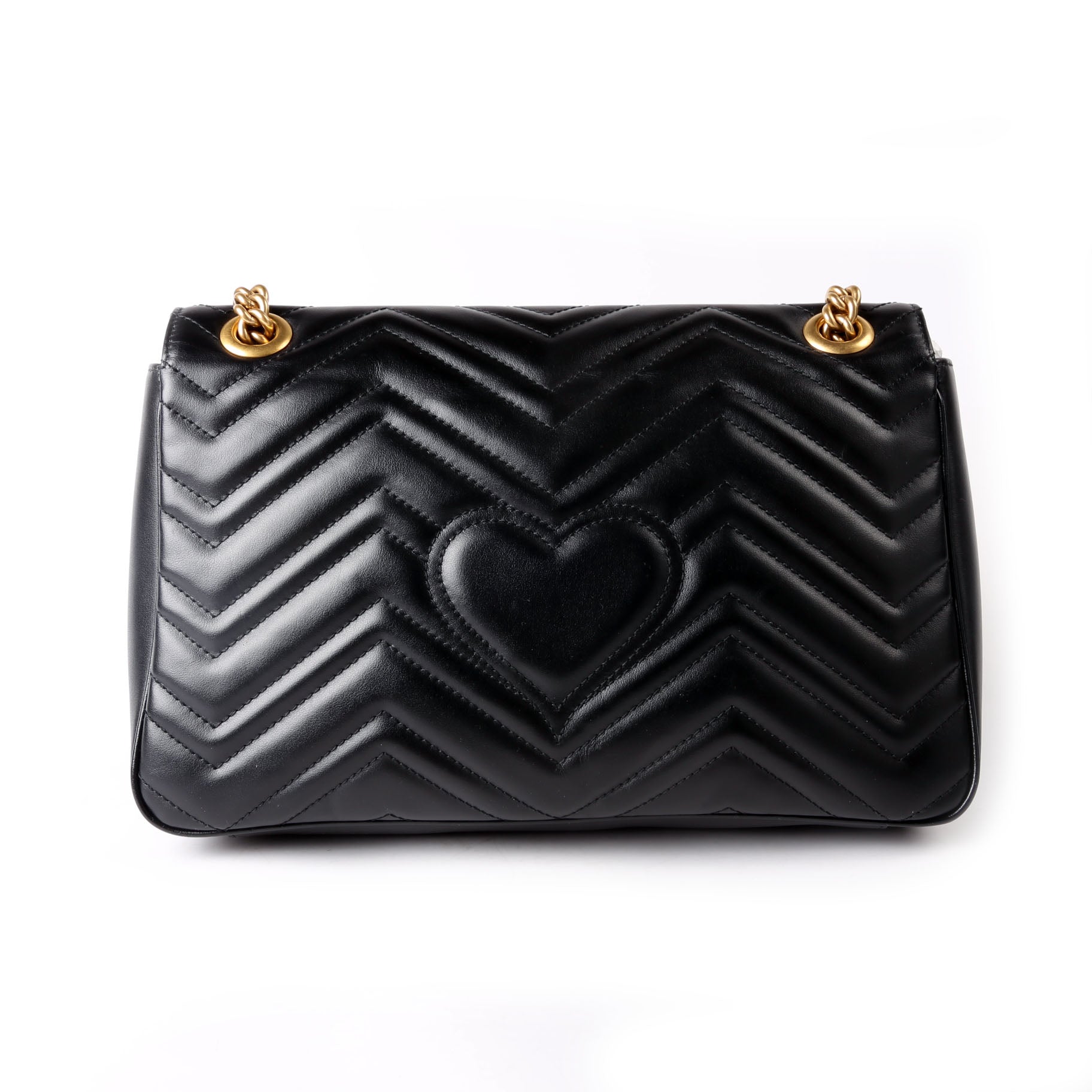 Gucci 443496 Marmont Leather Shoulder Medium Black/Gold