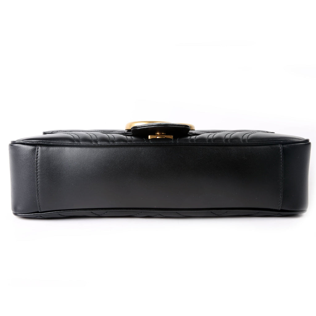 Gucci 443496 Marmont Leather Shoulder Medium Black/Gold