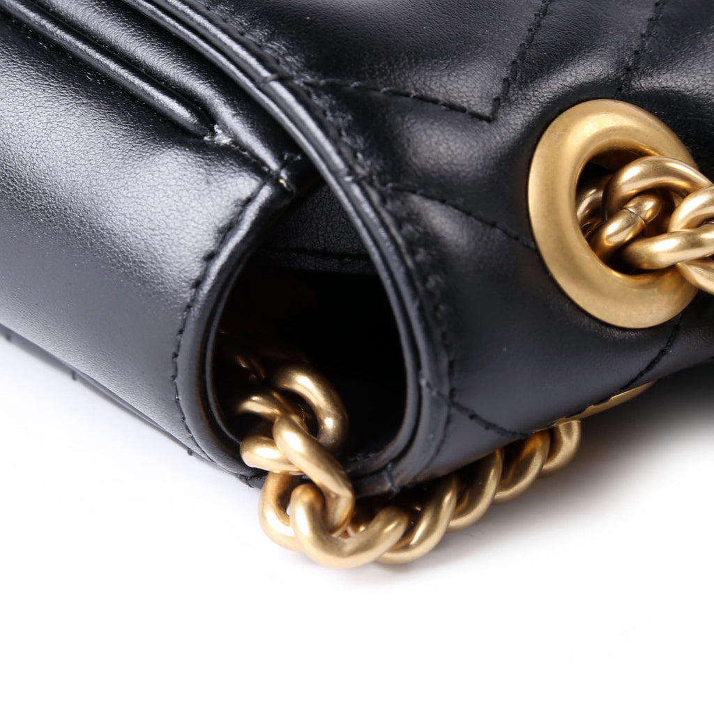 Gucci 443496 Marmont Leather Shoulder Medium Black/Gold