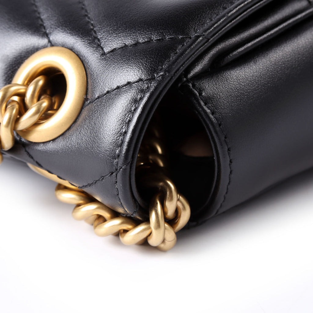 Gucci 443496 Marmont Leather Shoulder Medium Black/Gold