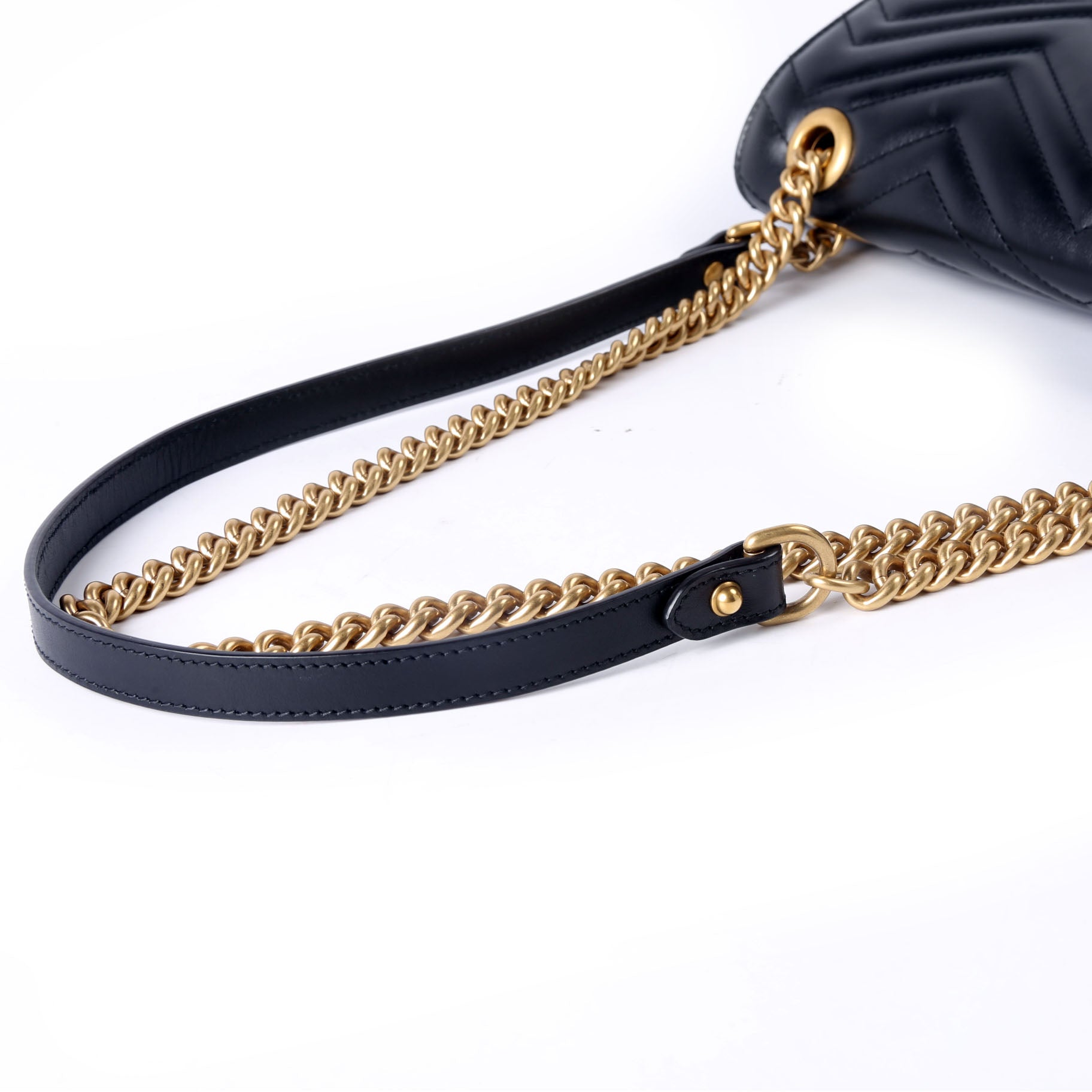 Gucci 443496 Marmont Leather Shoulder Medium Black/Gold