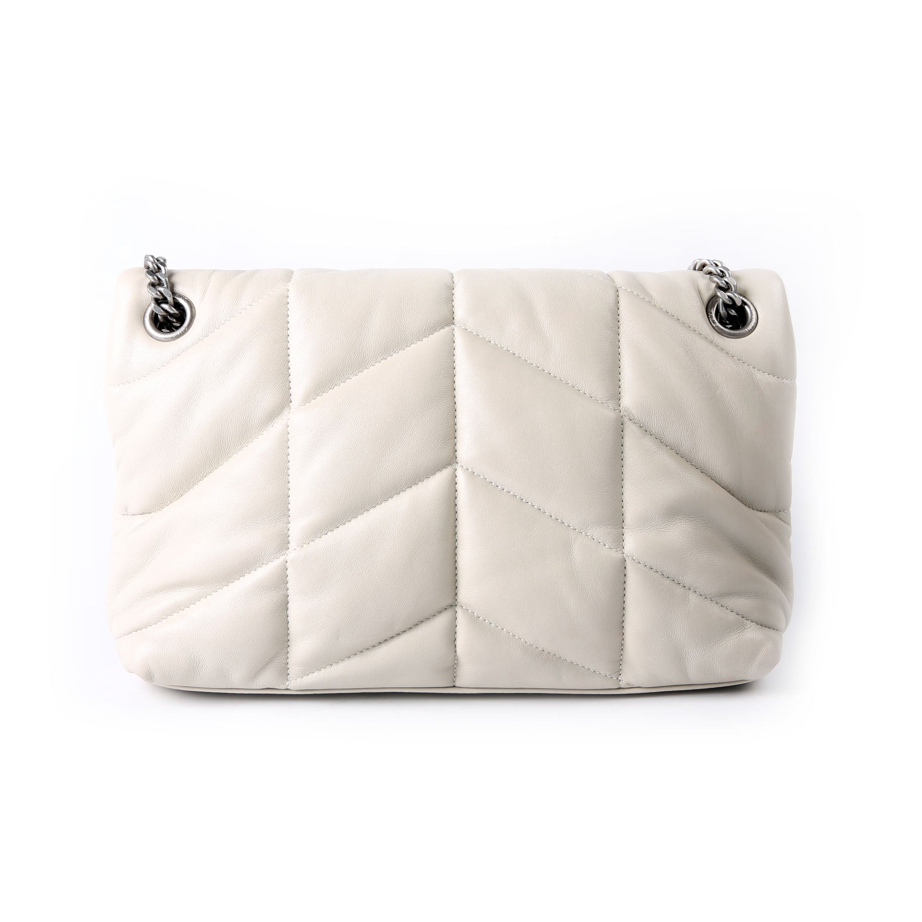 SAINT LAURENT Puffer Quilted Small Lambskin 577476 White/Silver