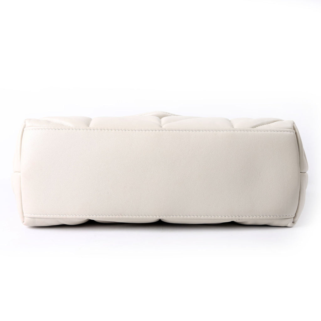 SAINT LAURENT Puffer Quilted Small Lambskin 577476 White/Silver