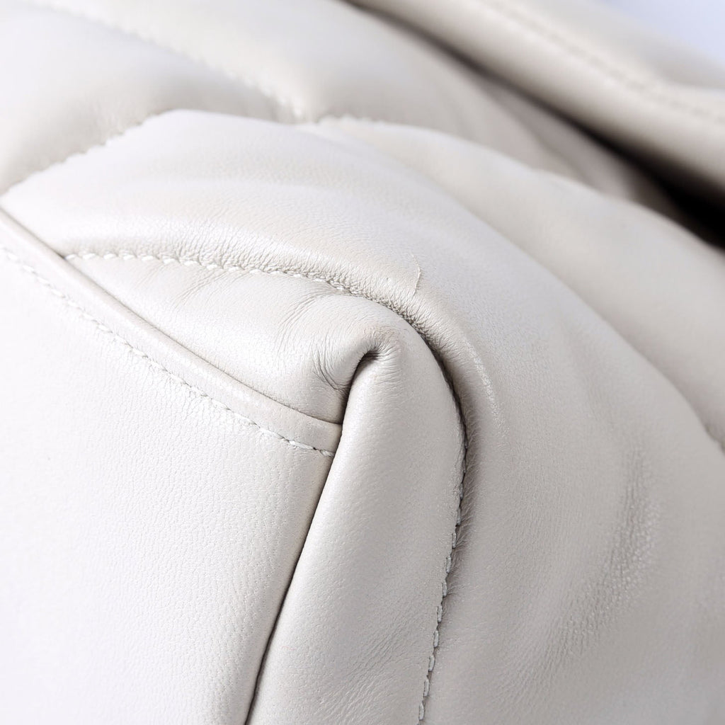 SAINT LAURENT Puffer Quilted Small Lambskin 577476 White/Silver