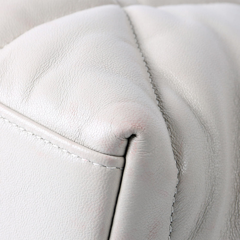 SAINT LAURENT Puffer Quilted Small Lambskin 577476 White/Silver