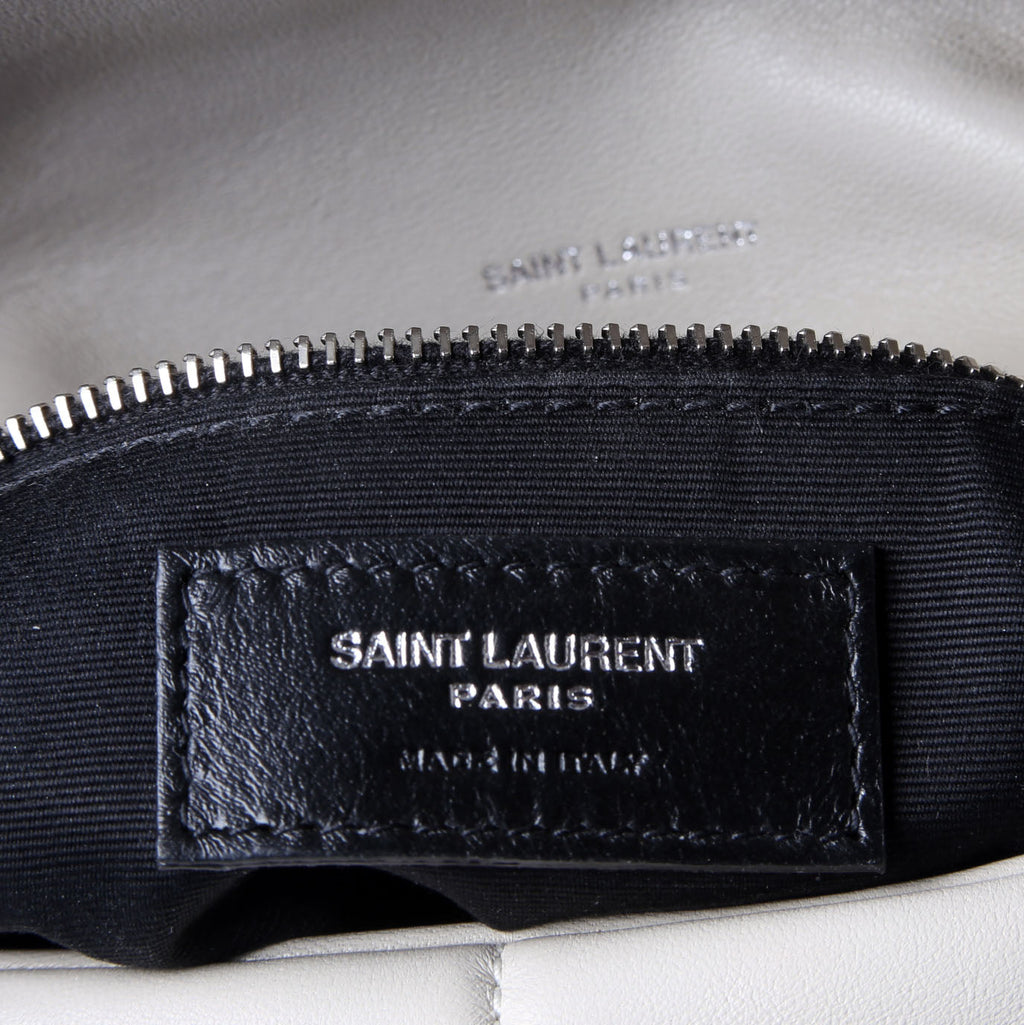 SAINT LAURENT Puffer Quilted Small Lambskin 577476 White/Silver