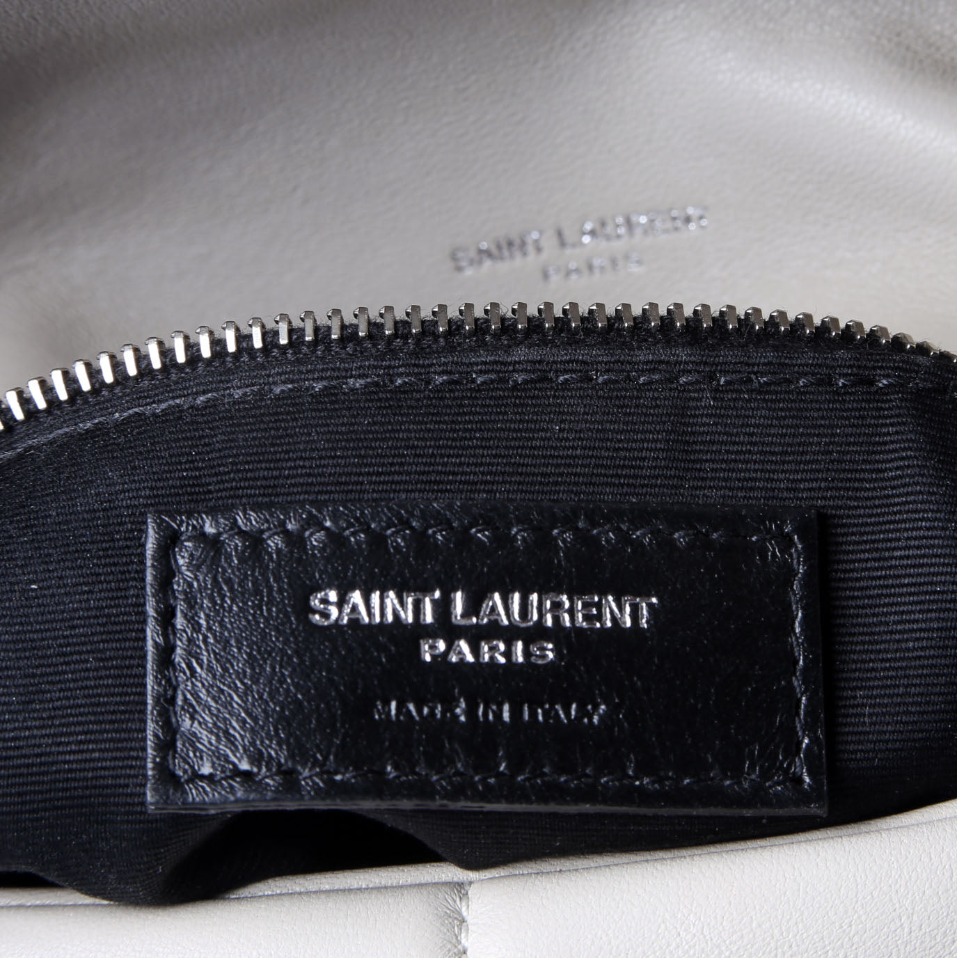 SAINT LAURENT Puffer Quilted Small Lambskin 577476 White/Silver