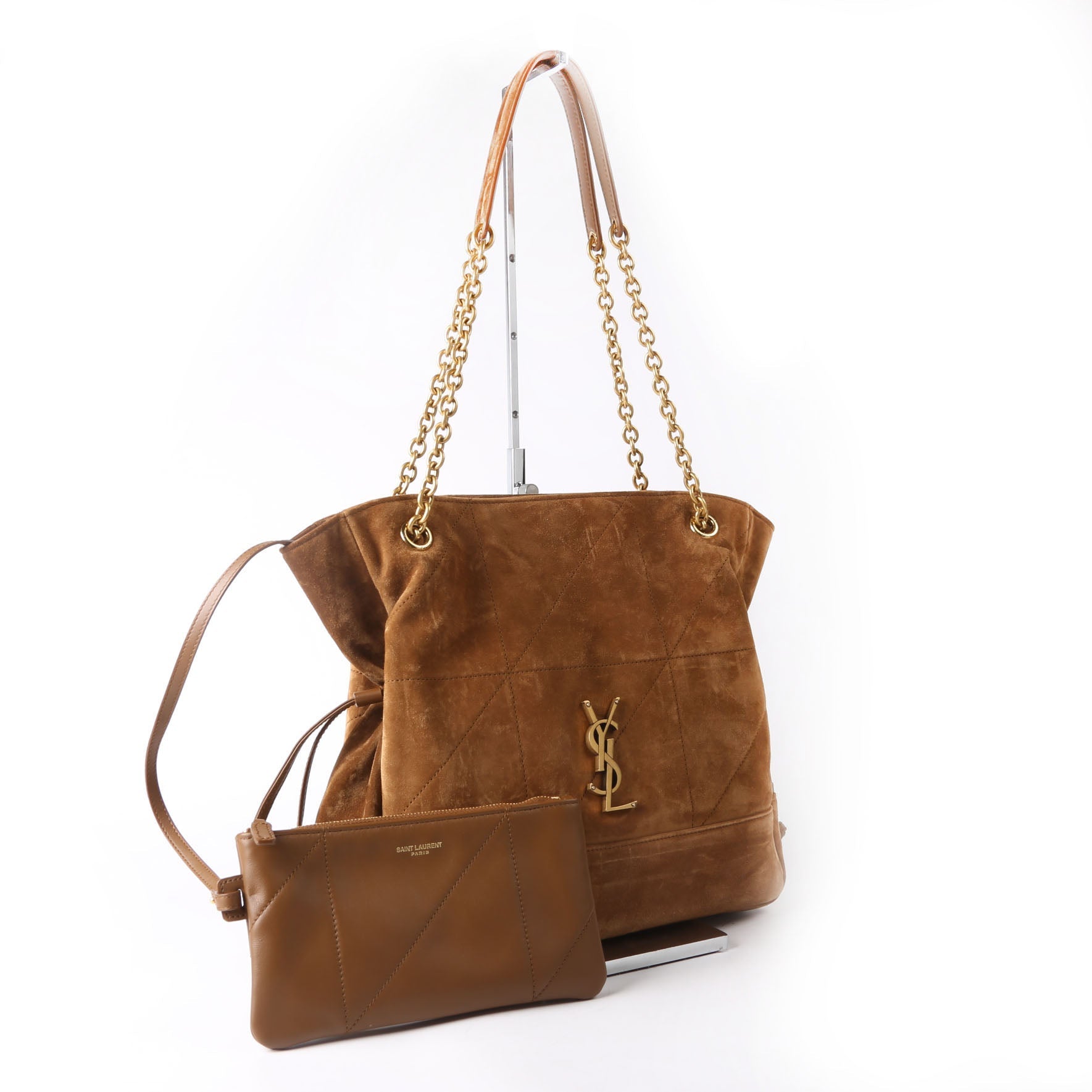 SAINT LAURENT Jamie Shopping Small Suede 833948 Brown/Gold