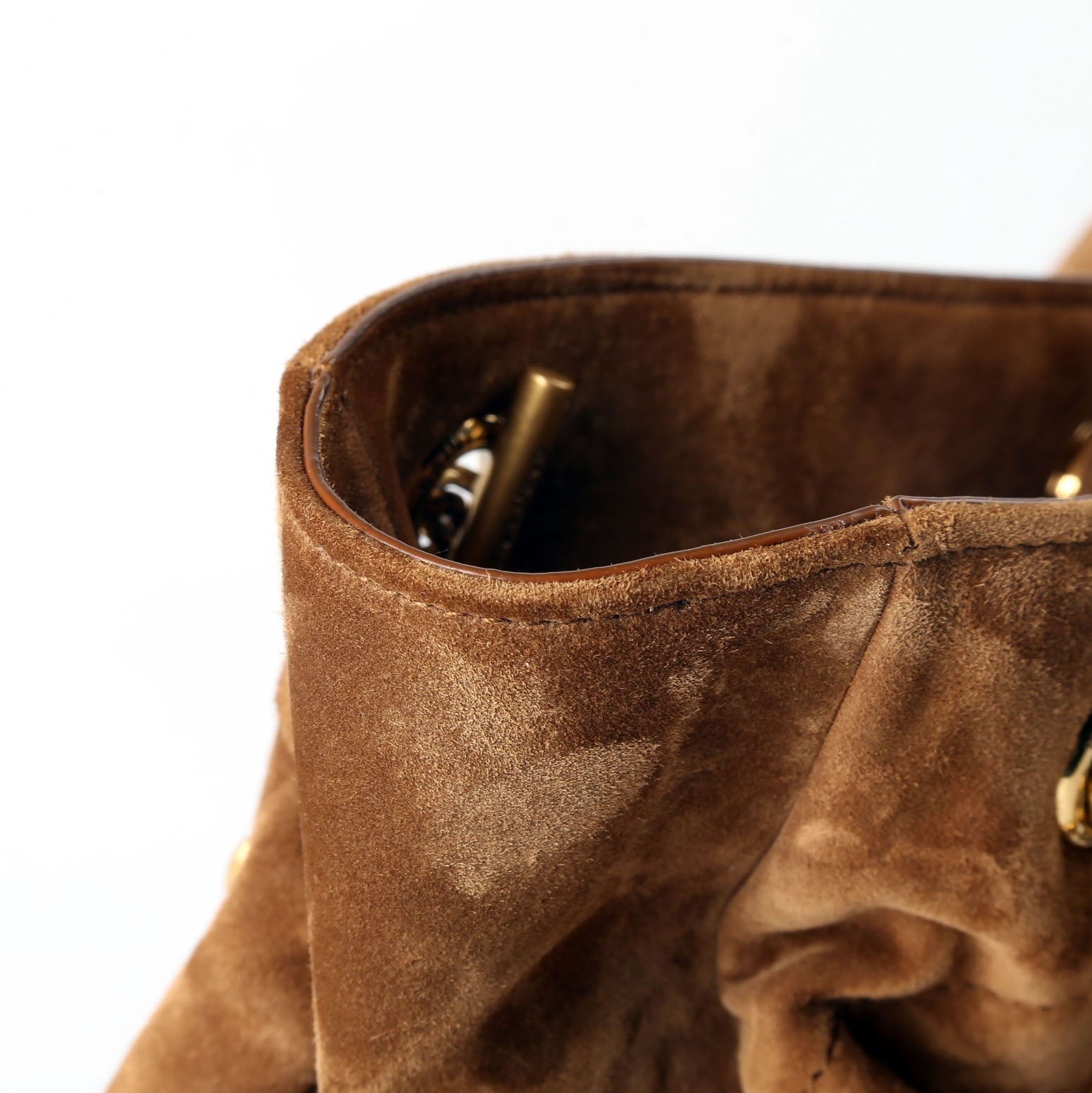 SAINT LAURENT Jamie Shopping Small Suede 833948 Brown/Gold