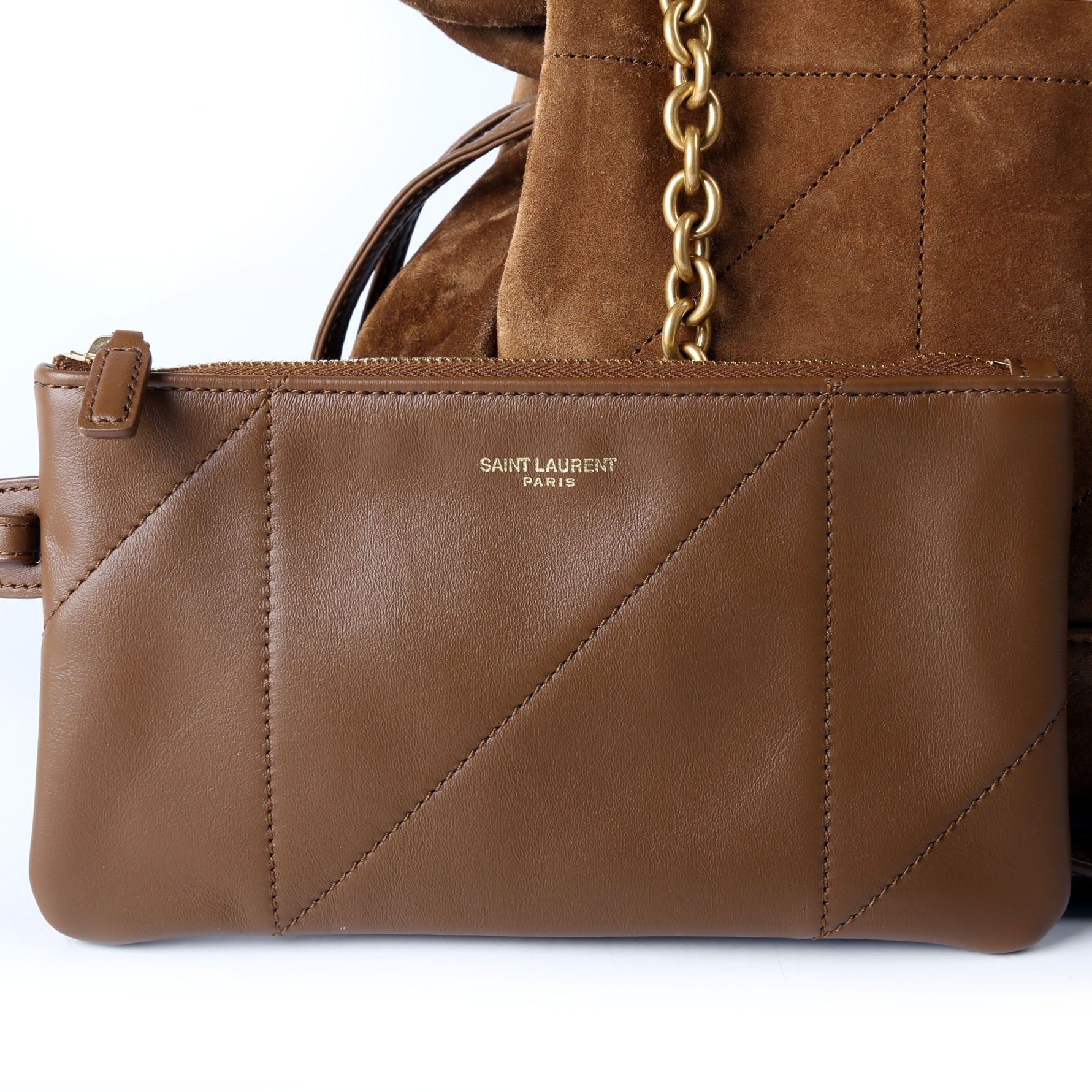 SAINT LAURENT Jamie Shopping Small Suede 833948 Brown/Gold