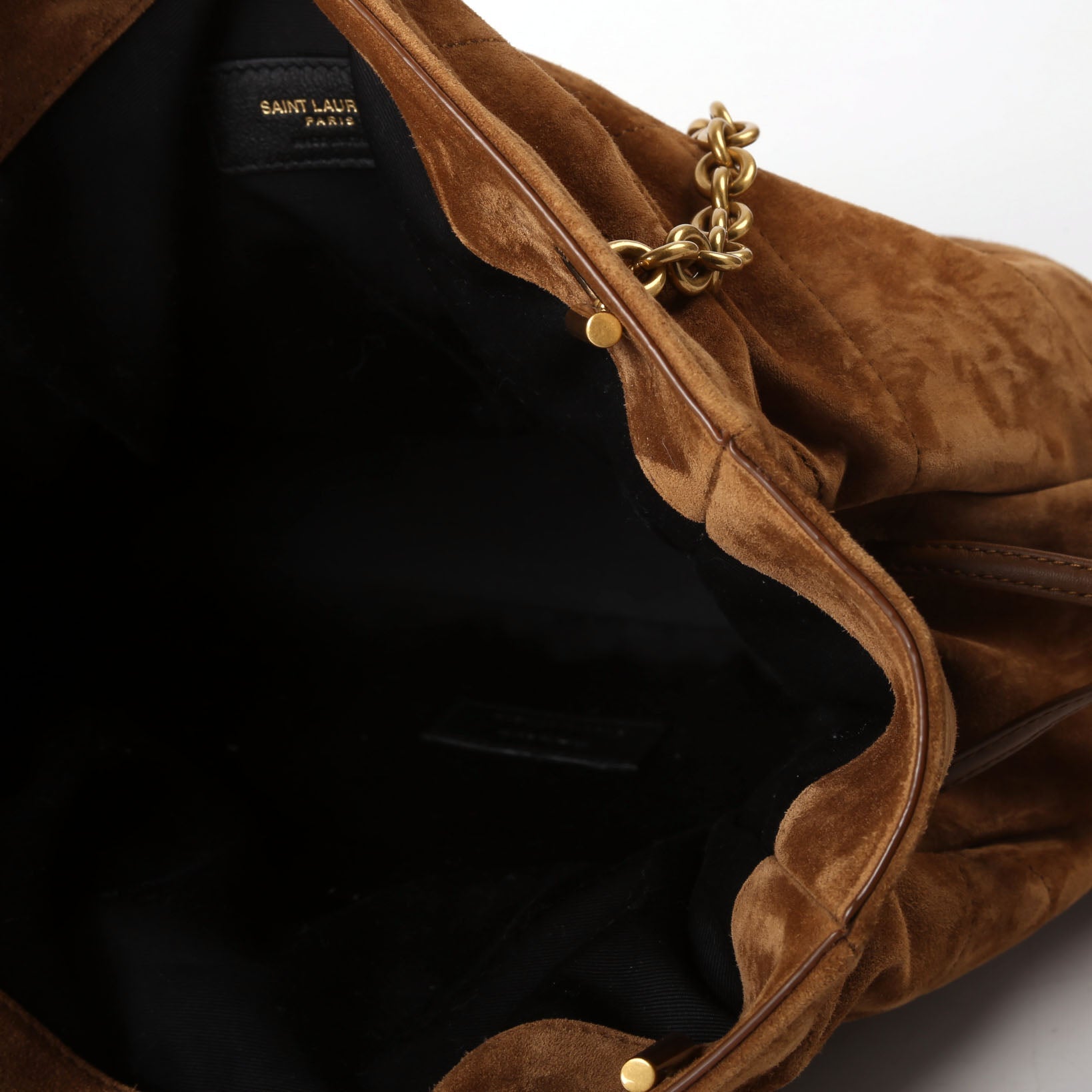 SAINT LAURENT Jamie Shopping Small Suede 833948 Brown/Gold