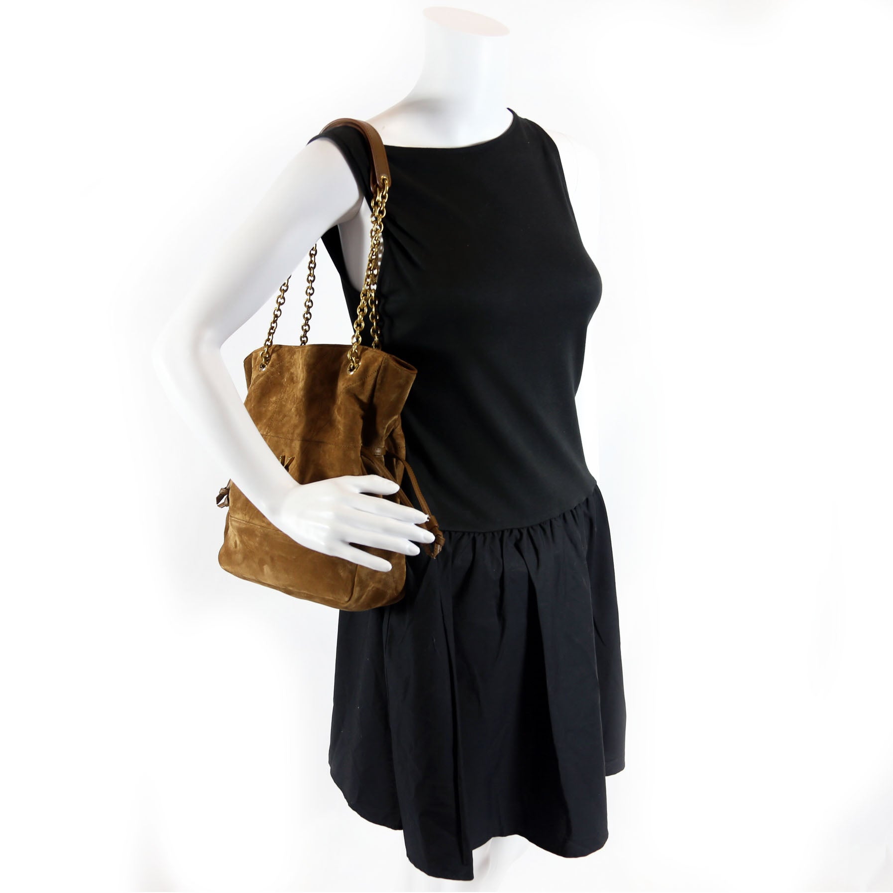 SAINT LAURENT Jamie Shopping Small Suede 833948 Brown/Gold