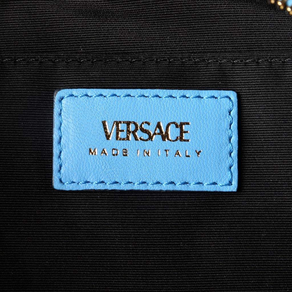 La Medusa Quilted Quilted Leather Medium Camera Bag Blue/Gold