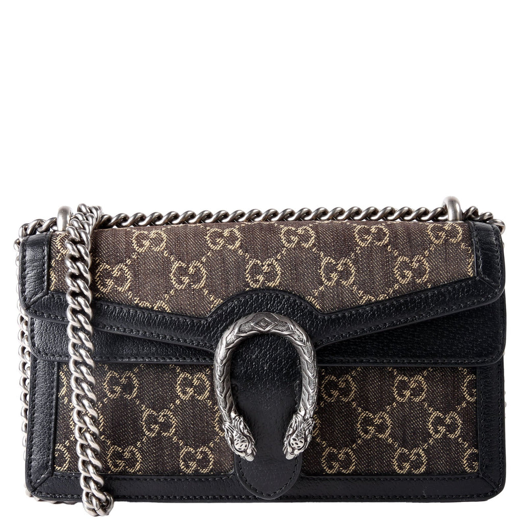 Gucci 499623 Dionysus Small GG Denim Black Denim/Silver