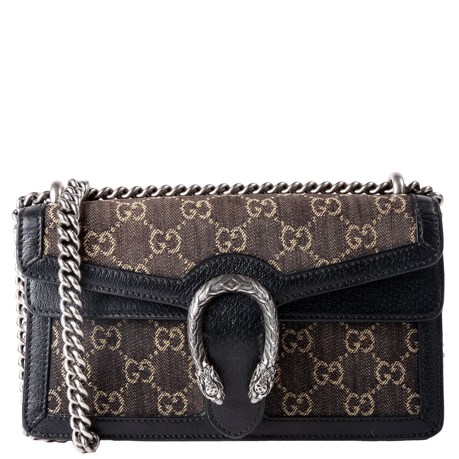 Gucci 499623 Dionysus Small GG Denim Black Denim/Silver