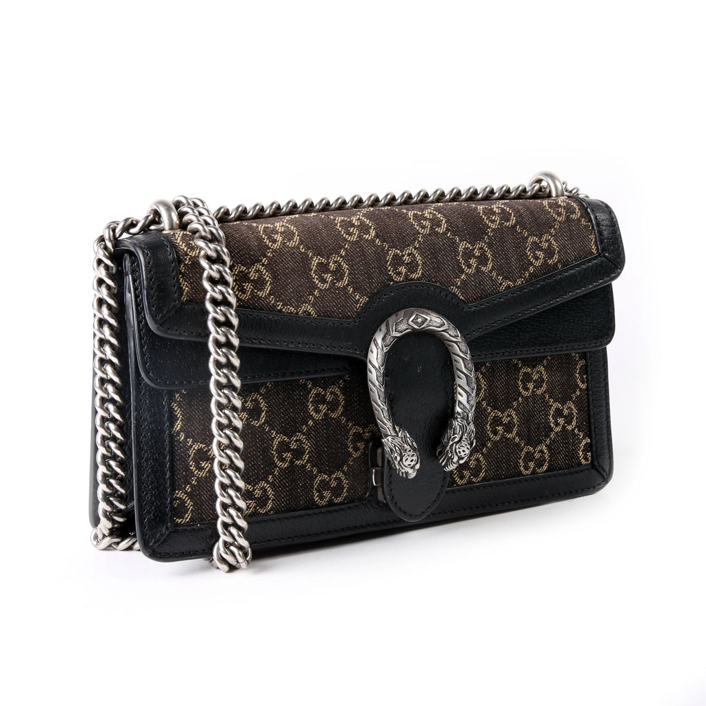 Gucci 499623 Dionysus Small GG Denim Black Denim/Silver