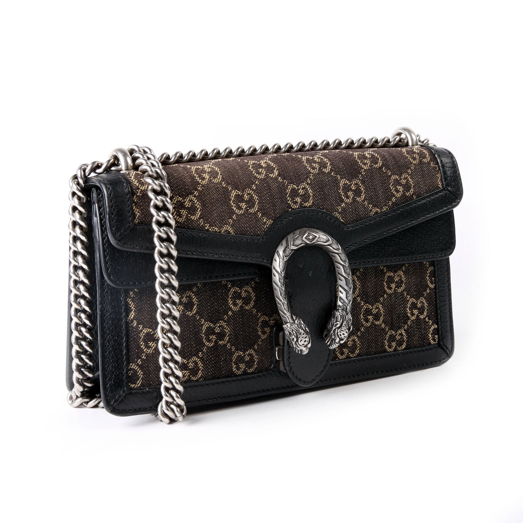 Gucci 499623 Dionysus Small GG Denim Black Denim/Silver